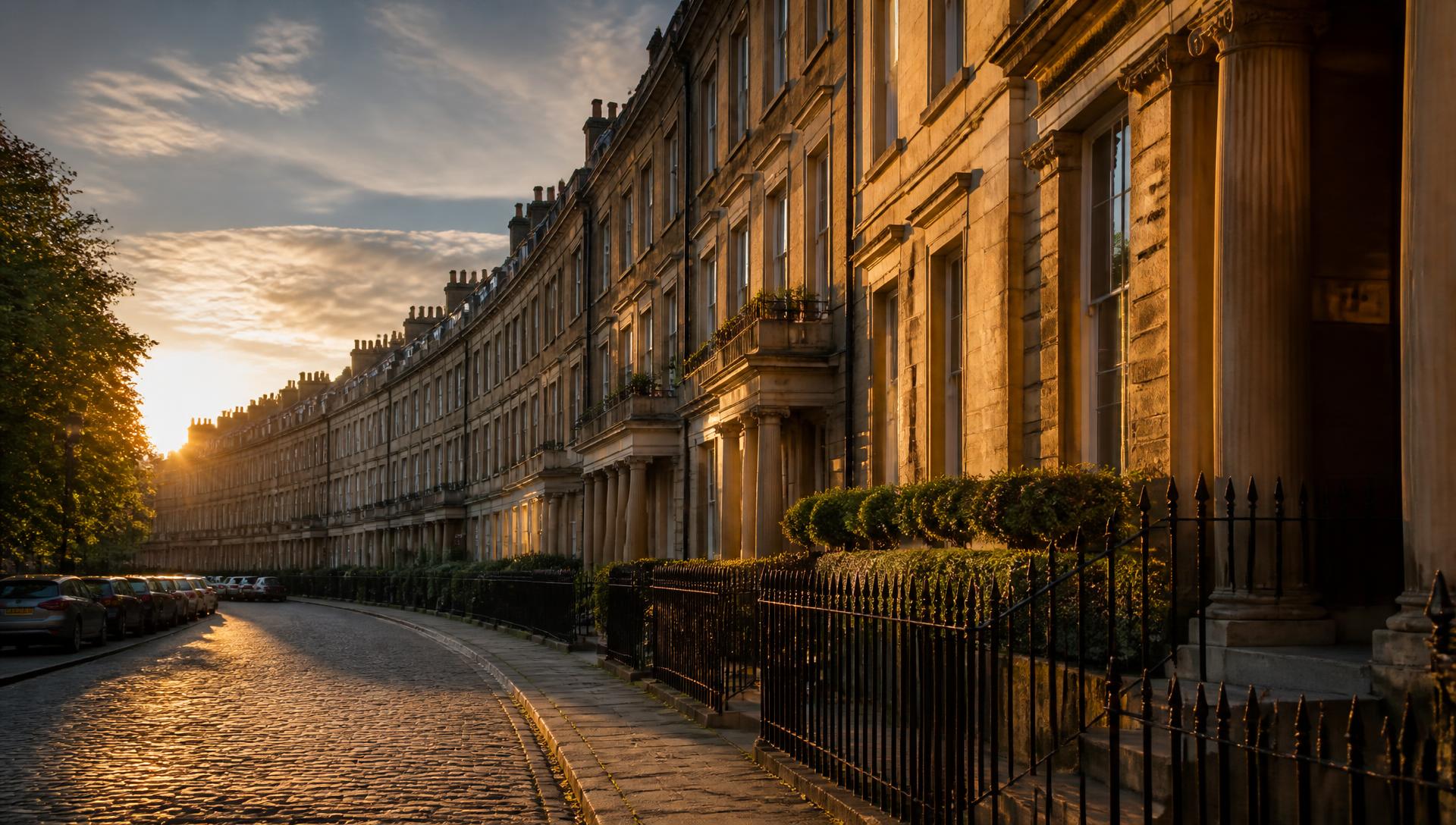 Edinburgh New Town terrace at golden hour